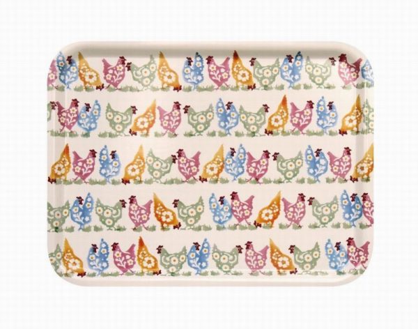 EB Polka Chickens lg Rectangular Tray