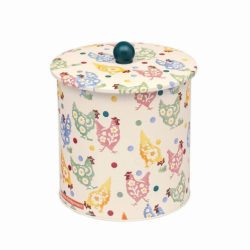 EB Polka Chickens Biscuit Barrel Tin