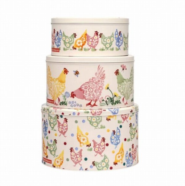 EB Polka Chickens seo of 3 round cake Tins