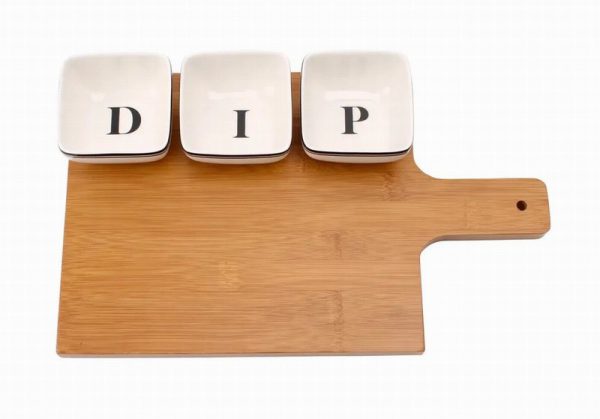 Loft 3 Dip Bowl with wooden Board
