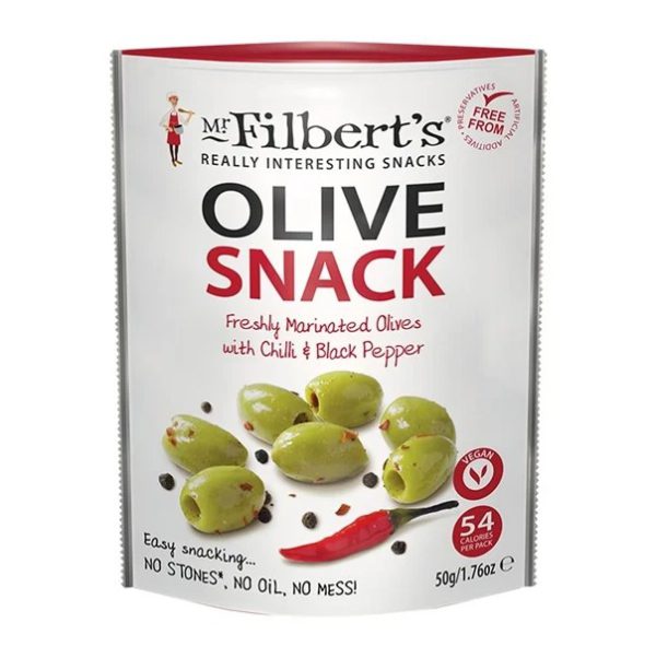 Mr Filberts Chilli & Pepper Olives 50g