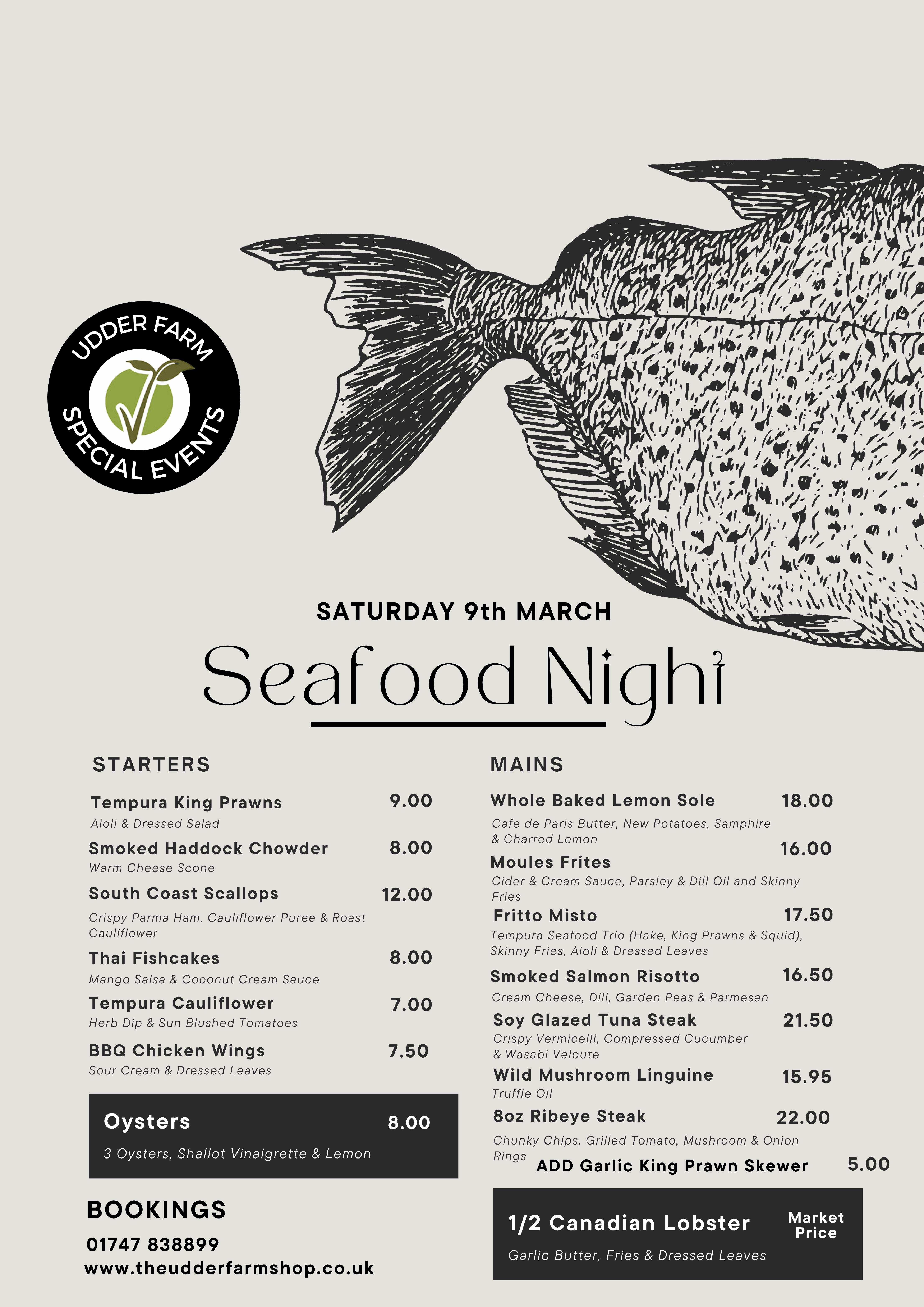Udder Farm Seafood Night Menu (1)
